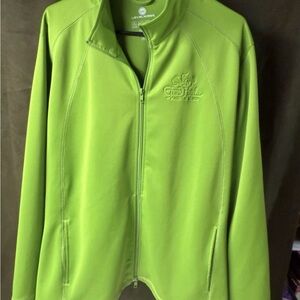 Lime Green Women's Jacket with Mackinac Island Grand Hotel logo on the front